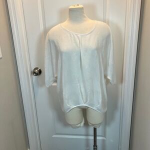 ACB Women's White Pleated Dolman Sleeve Sheer Top Size M
